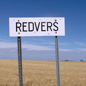 Redvers station sign