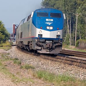 America's Train rounds the curve in to La Crosse