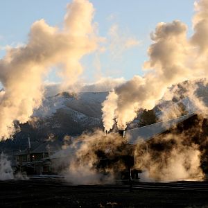 Steamy morning sunrise at the depot