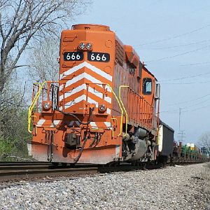 EJ&E 666 sits in Joliet