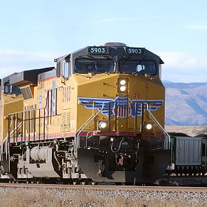 UP 5903 pulls soutbound coal load.