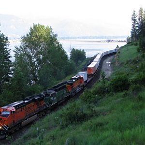 Westbound Stack train leaving Sandpoint