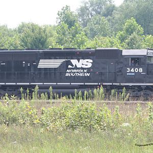 NS 3408 working the east end of R. Young yard Elkhart, IN
