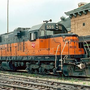 CMStP&P Milwaukee Road 555 (SD10) at Madison, WI
