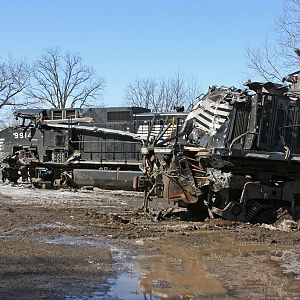 NS #9287 & #9914 waits to be removed after a collision Feb 21