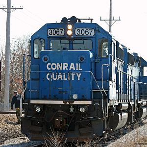 B-1-G pulls out of National Copper's siding on to the controlled siding in