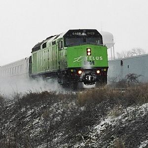 VIA Rail 6429 Kicking up fresh snow