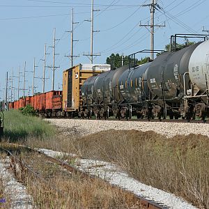 B-1-G picks up two boxs cars at National Copper.