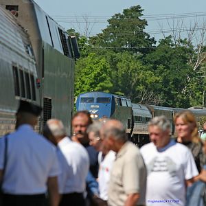Amtrak 350 and 365 meet in Niles, Michigan