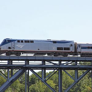 Amtrak #30 P42DC crossing the St. Joseph River Niles, MI