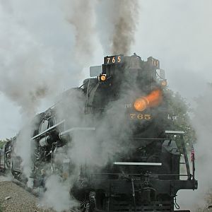 Pere Marquette 1225 and Nickel Plate Road 765