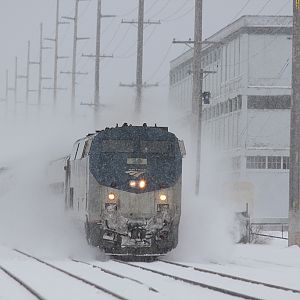 Amtrak 353 slows to 79 mph as it passes through Dowagiac