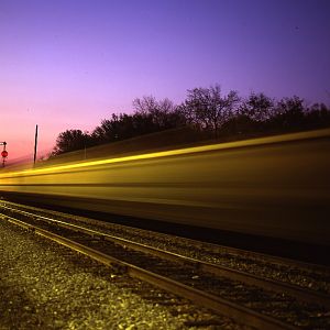 Time exposure of freight train