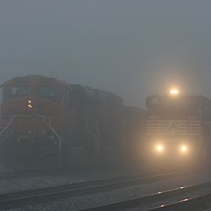 BNSF & NS in the Fog