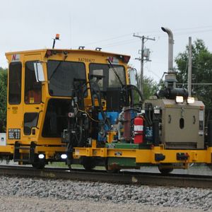 Close view of BNSF MOW vehicle at Seneca, MO