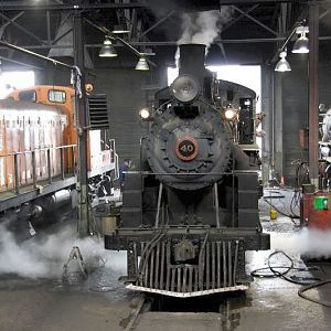 Nevada Northern's #40 backing out of the engine house