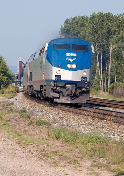 America's Train rounds the curve in to La Crosse