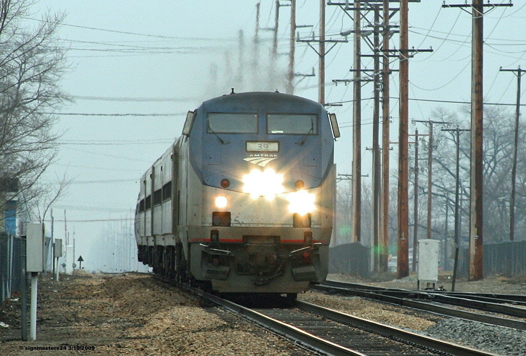Amtrak 351 heads west through Dowagiac, MI