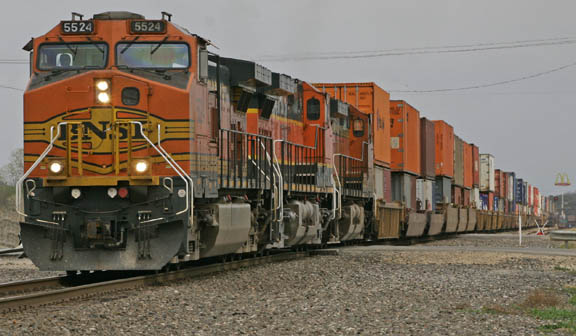BNSF Stack Train Taken at different angles Coppreas Cove Texas