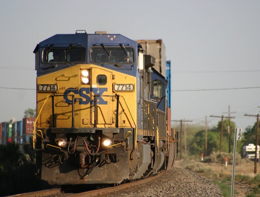 CSX leading UP stack train