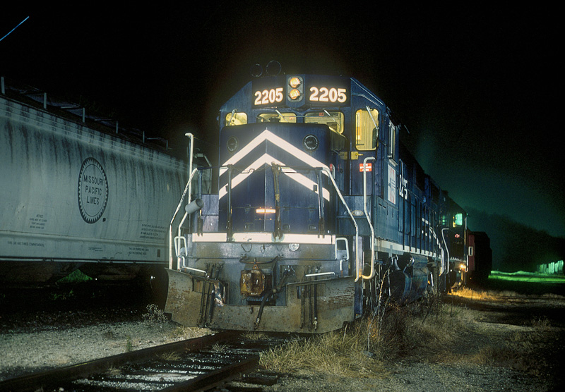 MP GP-38-2 #2205, Cotter, AR, Nov. 24, 1990, photo by Chuck Zeiler