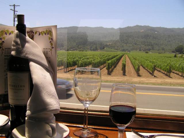 Napa Valley Wine Train from the Vista Dome Car